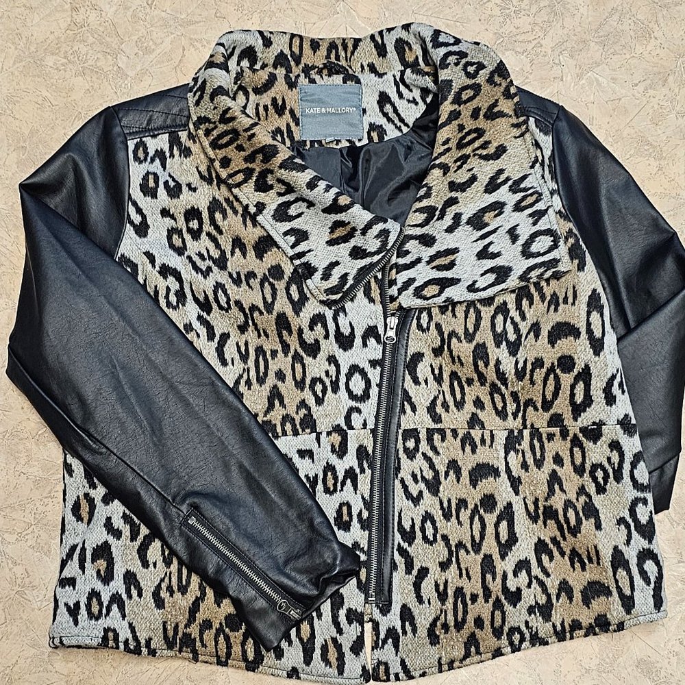 Leopard Print (Faux Fur) Lined Zip Up Jacket